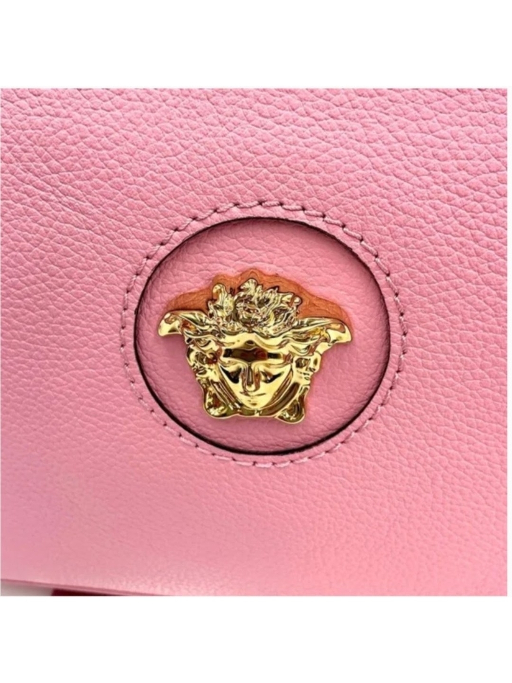 Versace Vitello Pink Leather Shoulder Bag with Gold Medusa Accent Dustbag New - Picture 9 of 10